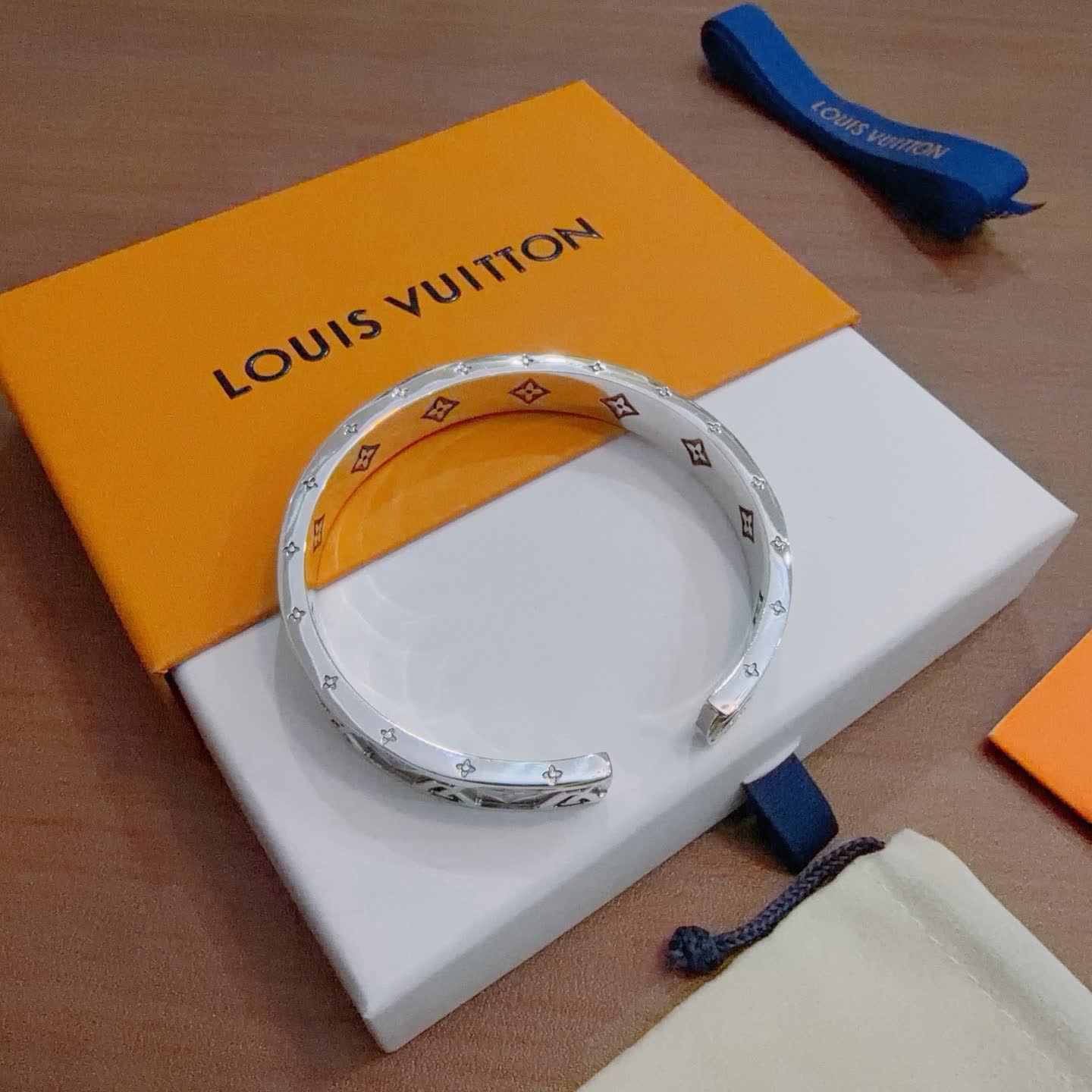 Louis Vuitton Silver Monogram Bracelet
